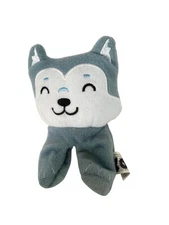 Fun Express Wolf Husky Dog Plush Stuffed Toy Finger Puppet Gray