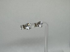 14K White Gold 6.2mm Cubic Zirconia CZ Stud Post Earrings 1.44 grams