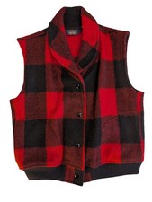 Vintage Woolrich Woman's Wool Vest Plaid Red Outerwear 90's Medium