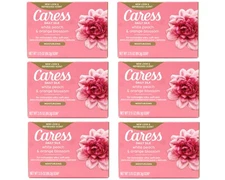Caress Daily Silk Soap White Peach Orange Blossom 3.75 oz 6 Bars 6 Pack