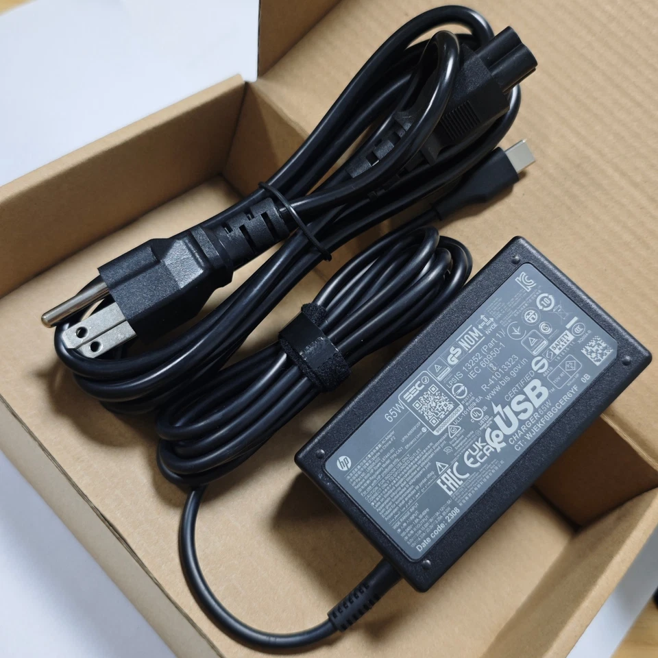 Cargador USB-C genuino 65W para HP TPN-DA20 TPN-LA23 TPN-HA01 TPN-CA21 L67440-001 Foto 3 de 4