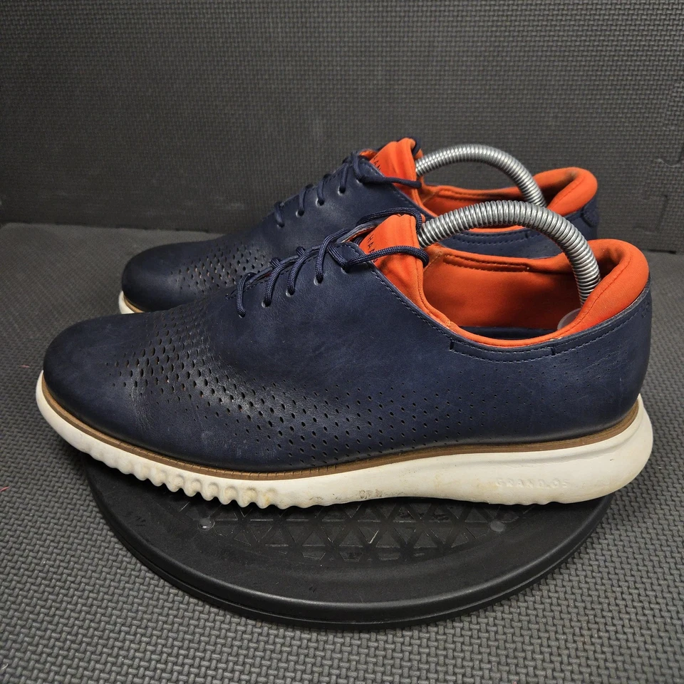 Cole Haan Zerogrand Zapatos Para Hombre Talla 9W Azul Marino Naranja Cuero Oxford Foto 3 de 4