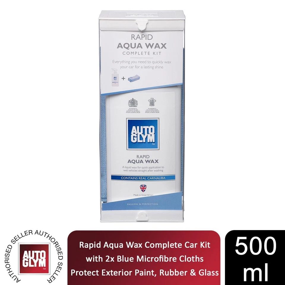 Autoglym Rapid Aqua Wax Car Kit for Rubber & Glass 500ml with Free Air Freshener