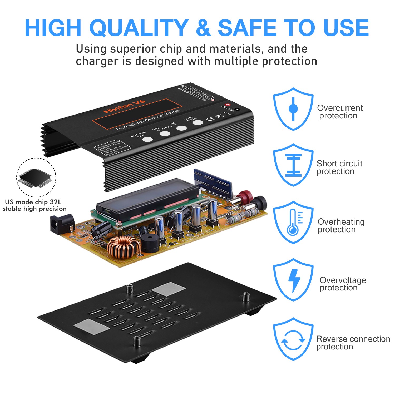 V6 Battery Charger,Balance Charger Discharger 1S-6S Digital Battery Pack Charger