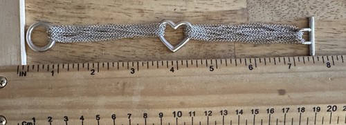 Bracciale Tiffany & Co. Tiffany & Co. Argento 10 Fila Catena Toggle Cuore Aperto 7,5” - Foto 5 di 5