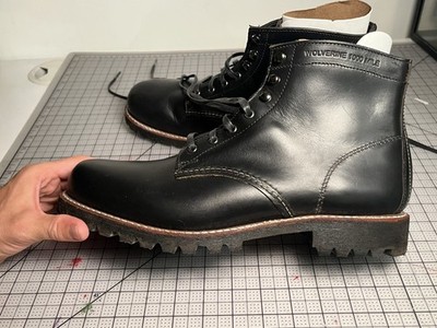 Wolverine 1000 Mile Plain Toe Rugged Boots Men 11D Black Horween Vibram USA