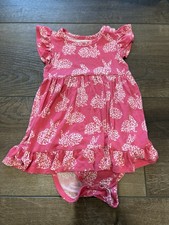 Posh Peanut Pink Bunny Short-Sleeved Bamboo Twirl Dress One Piece 18-24 Mo