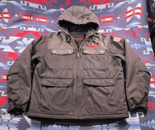 Snap On Tools Color Block Hooded Jacket Men s Size L Black Gray Canvas FLAWS
