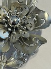 Coro Silver Tone Flower Brooch Raised 3D Designer Pin Signed Vintage Coro Unique — photo 6