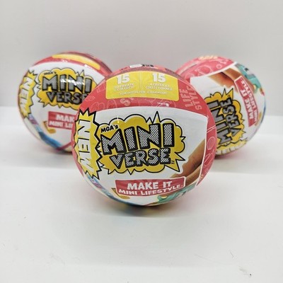 Lot of 3 MGA s Miniverse Make It Mini Lifestyle Balls   Sealed NEW