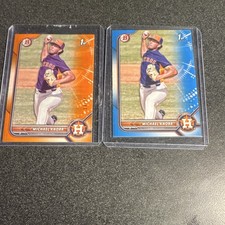 Houston Astros Bowman 2023 Michael Knorr 1st Bowman Orange Blue Card Lot 2