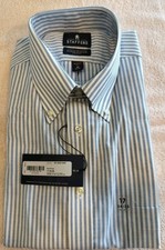 Stafford Wrinkle Free Oxford Dress Shirt Mens 17 34-35 Blue Stripe NWT