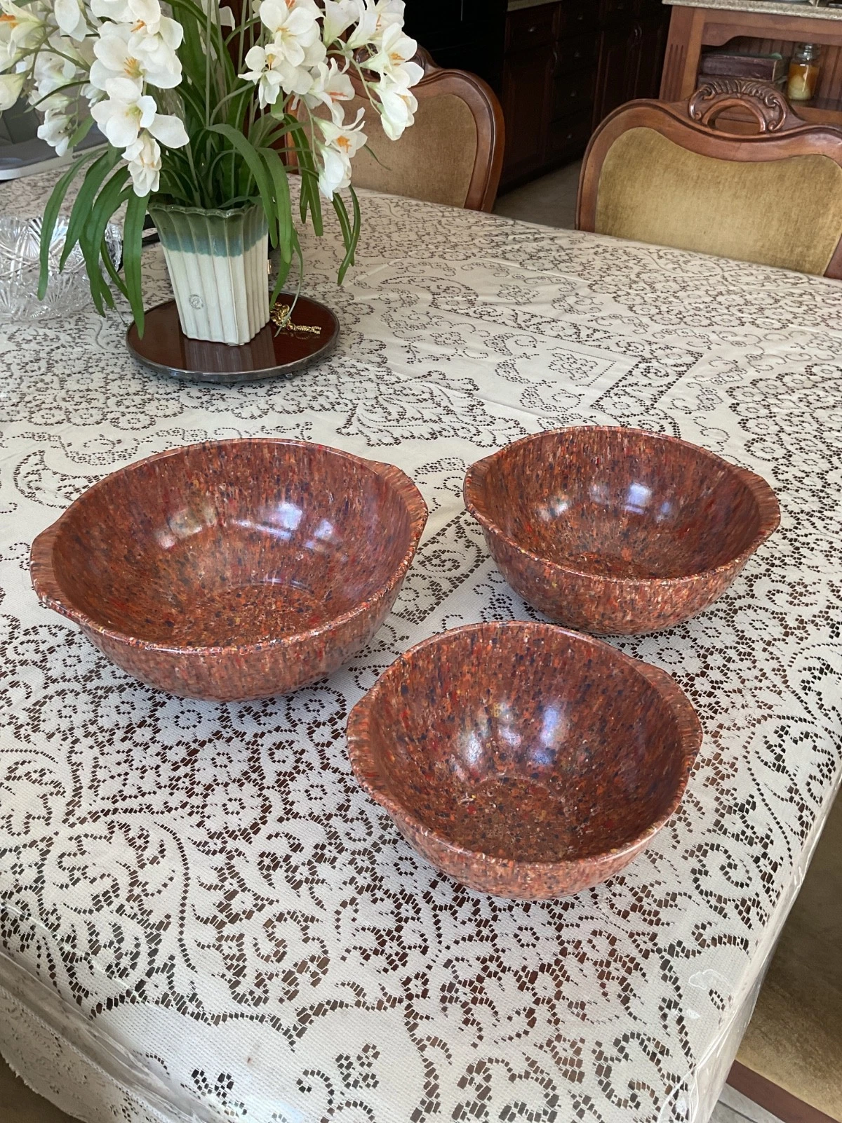 Vtg BrookPark Confetti Splatter Speckle Melamine Mixing Bowl Set Bowls MCM
Opens in a new window or