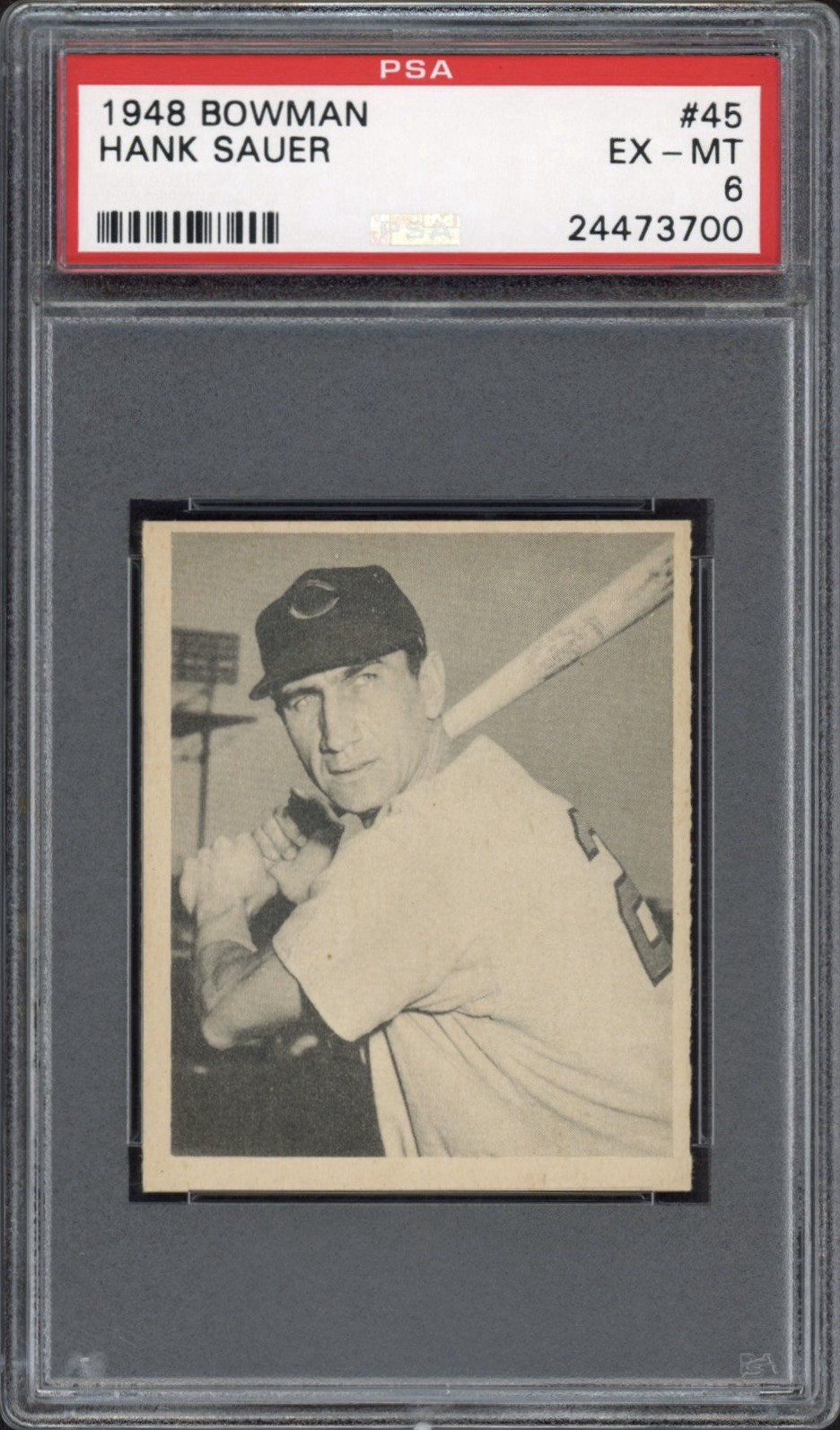 1948 Bowman Hank Sauer #45 PSA 6 EX-MT Cincinnati Reds