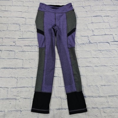 Dover Saddlery Riding Sport Leggings WOMENS XL Purple Grey Colorblock Equestrian