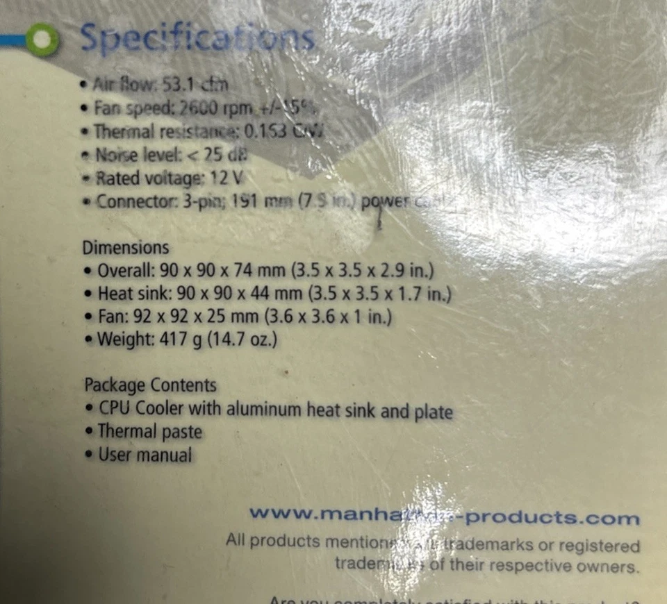 Manhattan socket 939/940 cooler for Athlon 64 - 3800+, Athlon 64FX - 53, Opteron - Image 3 of 4