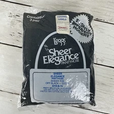Leggs Sheer Elegance Control Top Size B Off Black Pantyhose 3 Pack Sheer Toe