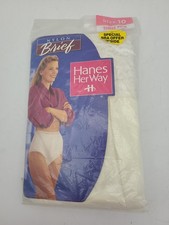 Vintage Hanes Her Way Panties Nylon Briefs Sz 10White Women Underwear New 3 Pair