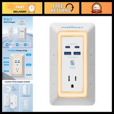 5 Outlet Surge Protector Power Strip with 4 USB Ports  Night Light - ETL Certif