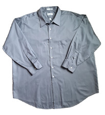 Van Heusen Lux Sateen Gray Dress Shirt Men's 18.5 32/33 Wrinkle Free Pocket