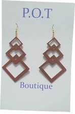 Wood Geometric Tree Dangle Earrings/Sophisticated Jewelry For Women/Teens/Brown