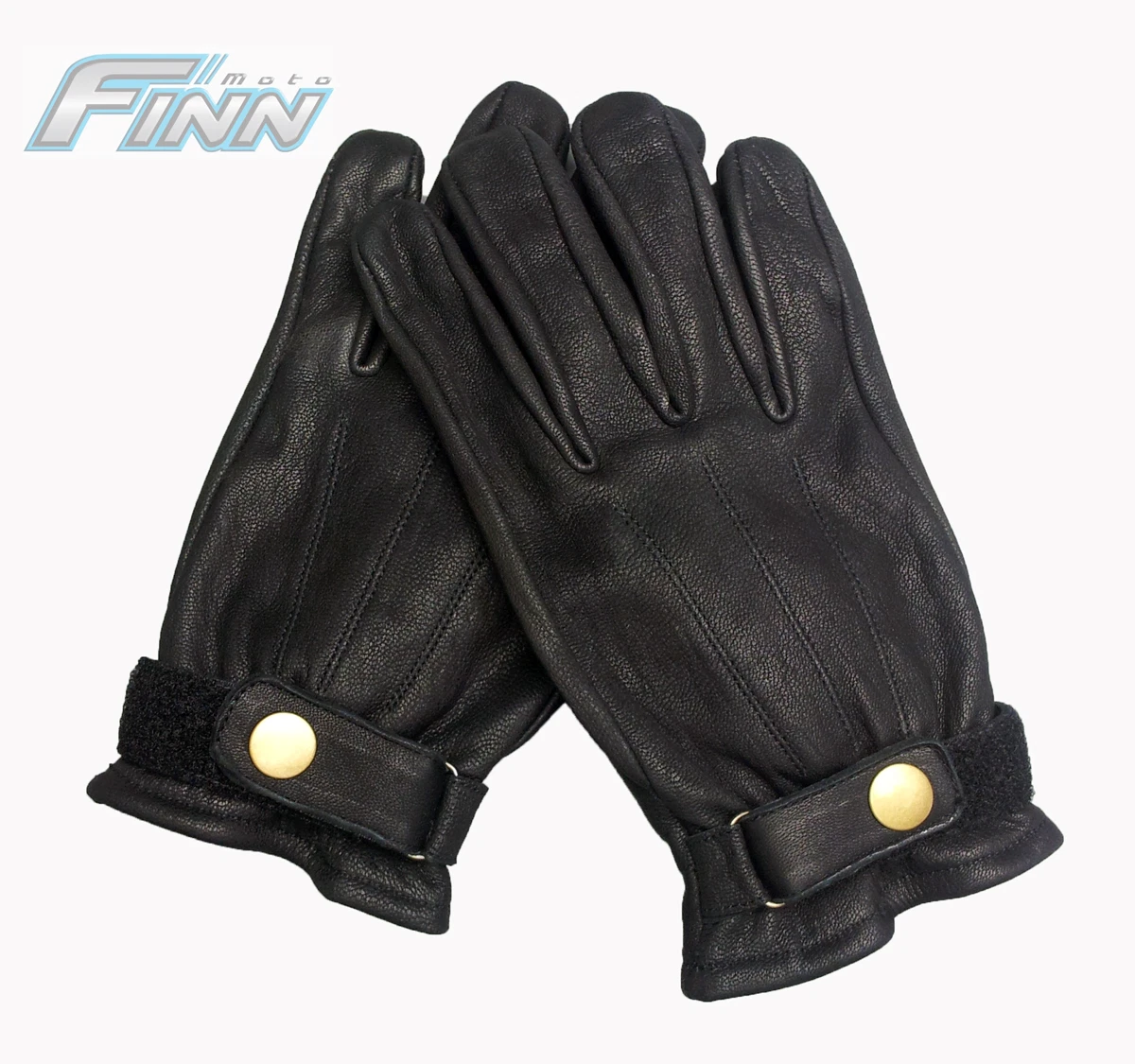 Mens Leather Motorcycle Gloves Cafe Cruiser Naked Black Supple Top