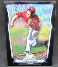Tyler Mahle 2014 Bowman Chrome Prospects Rookie Black Wave REFRACTOR!Reds P RC 