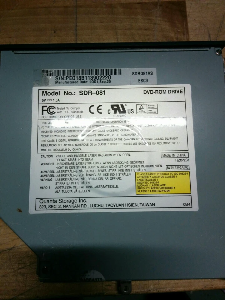 Quanta SDR-081 SDR081AS DVD-ROM CD Optical Drive with Original Front Bezel / 30 - Image 4 of 4