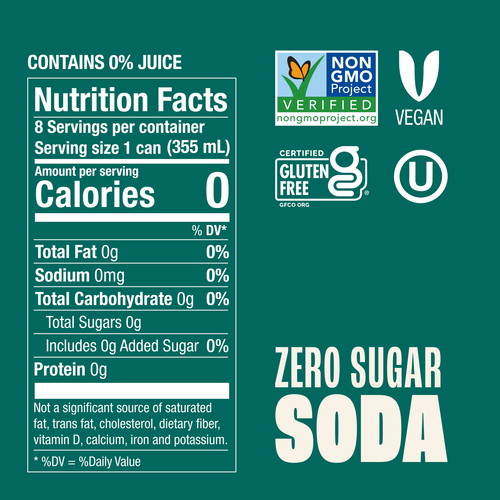 Zevia Zero Sugar,8 Pack Cans,0 Calorie Variety Soda,12 fl oz,Caffeine Added - Picture 9 of 10