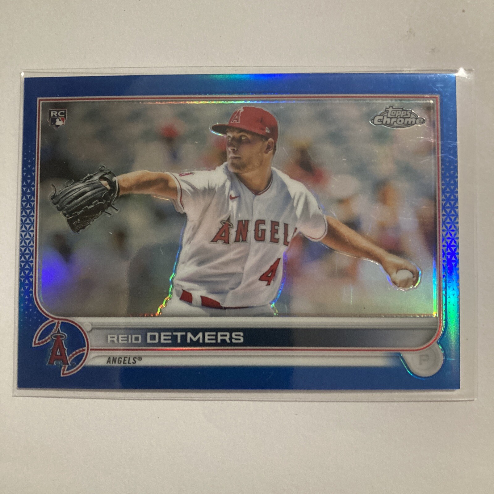 Reid Detmers 2022 Topps Chrome #79 Blue Refractor 46/150 RC Card