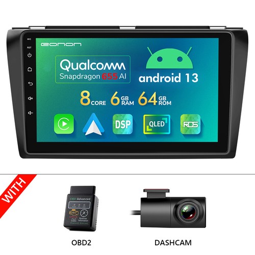 For Mazda 3 2004-2009 9" QLED Android 13 6+64 Car Stereo Radio CarPlay Head Unit - Picture 27 of 35