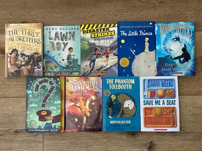 Lot of 9 Early Readers Chapter Books- The Three Musketeers, Lawn Boy, Disaster