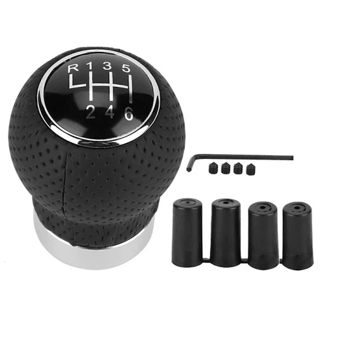 6 Speed Universal Vehicle Car Leather Manual Auto Shifter Shift Knob Lever Black - Picture 7 of 8