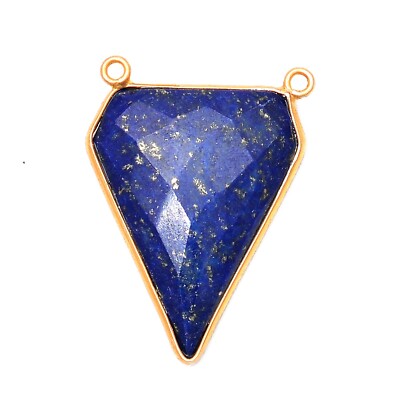 Sterling Silver Lapis Lazuli Bezel Rim Pendant Connector charm findings Drop