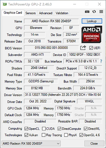 MLLSE AMD RX 580 8GB 2048SP Gaming Grafikkarte GDDR5 256Bit PCI-E 3.0 ×16 8Pin - Bild 6 von 26