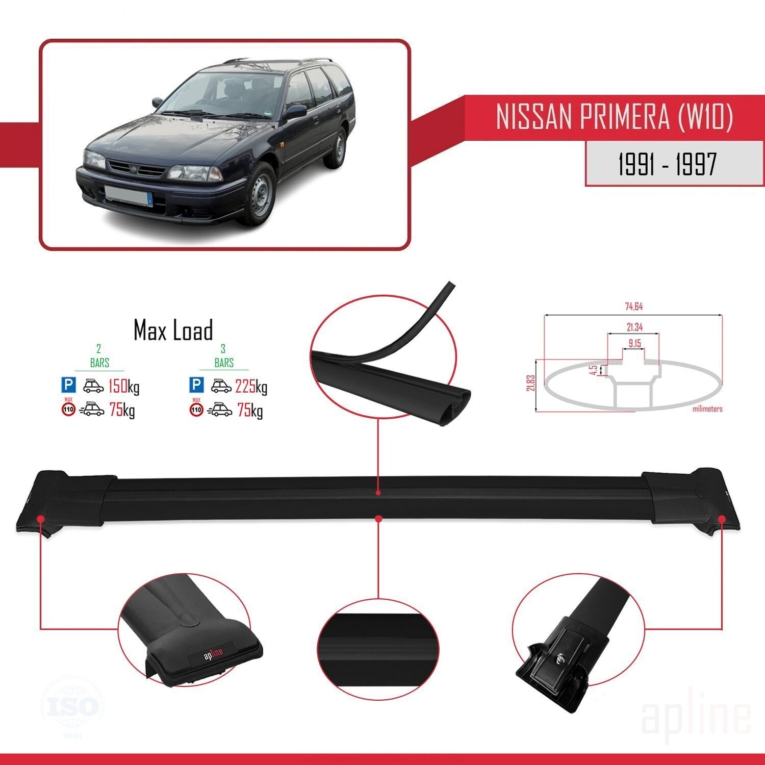 Barres de toit antivol pour Nissan Primera W10 fin du manque de place