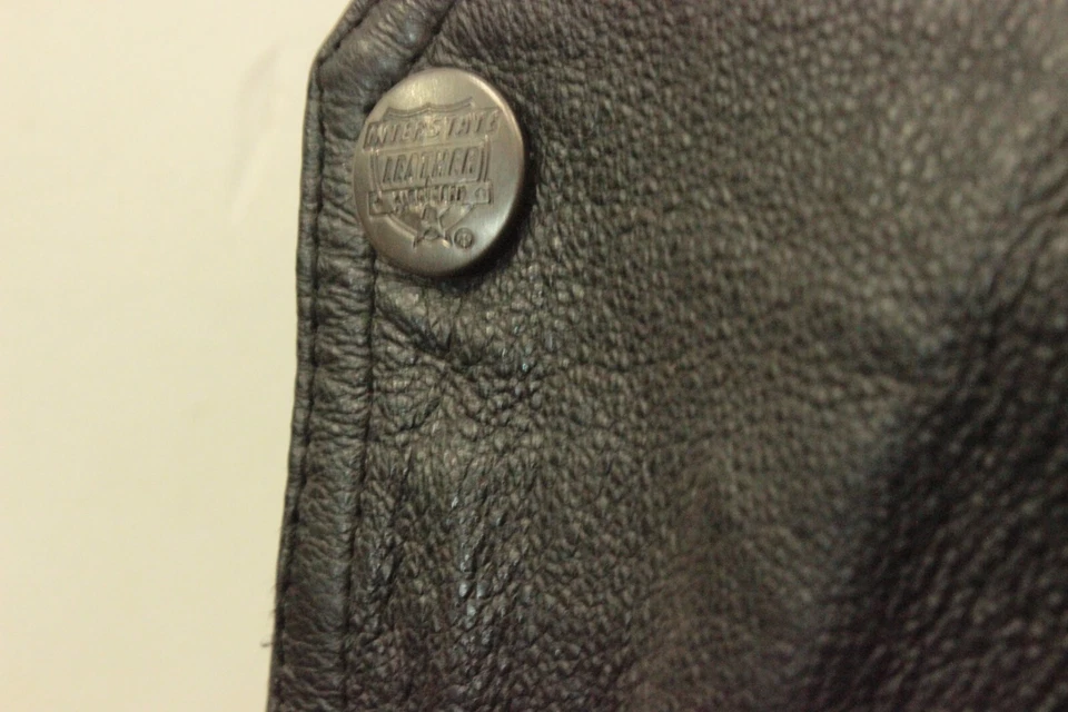 Interstate Men's XL "USA" Black Leather Motorcycle Vest Black - Image 4 of 4