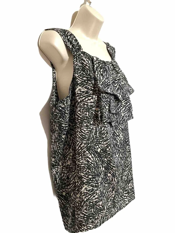 Blusa sin mangas Mossimo XL negra lt bronceada ligera plata brillo lazo geométrico Foto 3 de 4