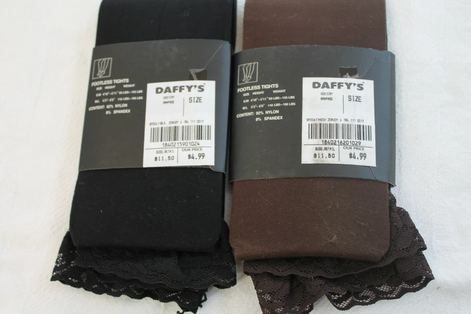 Medias sin pies Rampage de colección Daffy's Store dos pares marrón y negro talla s/m encaje Foto 4 de 4