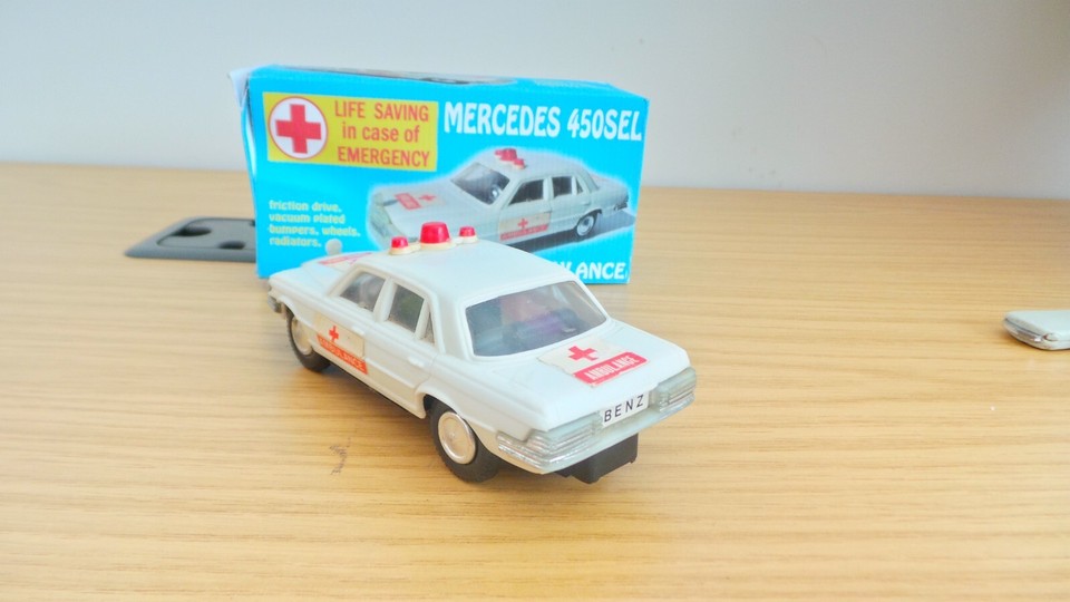 BH86 Vintage Plastic friction Ambulance Car with Box Made in Hong