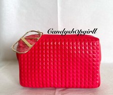 NEW VALENTINO Beauty Red Studded Makeup Pouch Cosmetic Pouch