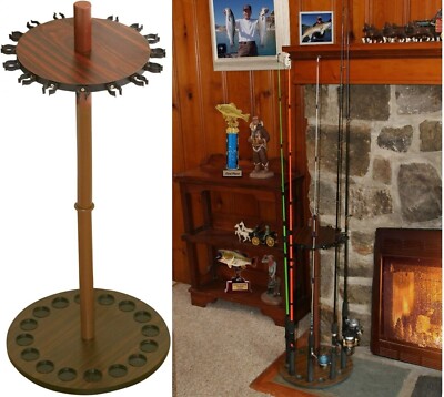Fishing Rod Storage Organizer Wood Round Floor Rack Stand