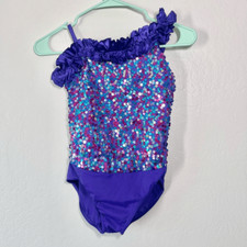 Weissman One Shoulder Sequin Dance Costume Medium
