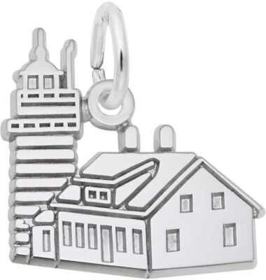 Sterling Silver West Quoddy Head, ME Ligthhouse Charm by Rembrandt