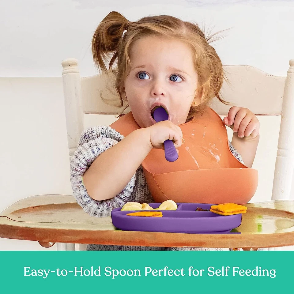 Placas de succión de silicona para niños pequeños bebé niño plato 100 % silicona de grado alimenticio Foto 3 de 4