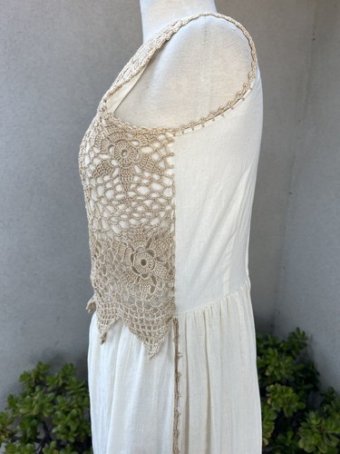 Vtg Beige Pant Jumpsuit Gauze Lace Sz S Linda Palau mexico - Picture 10 of 13