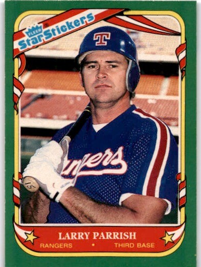 LARRY PARRISH 1987 Fleer Star Stickers #89 Texas Rangers