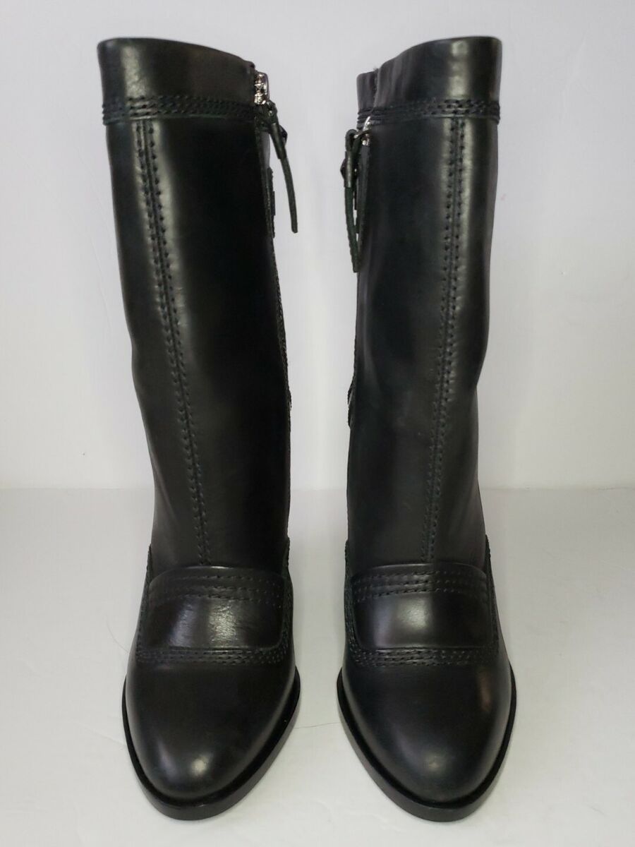 Diesel Flamingo Black Leather BOOTS Womens 39 US 9w for sale