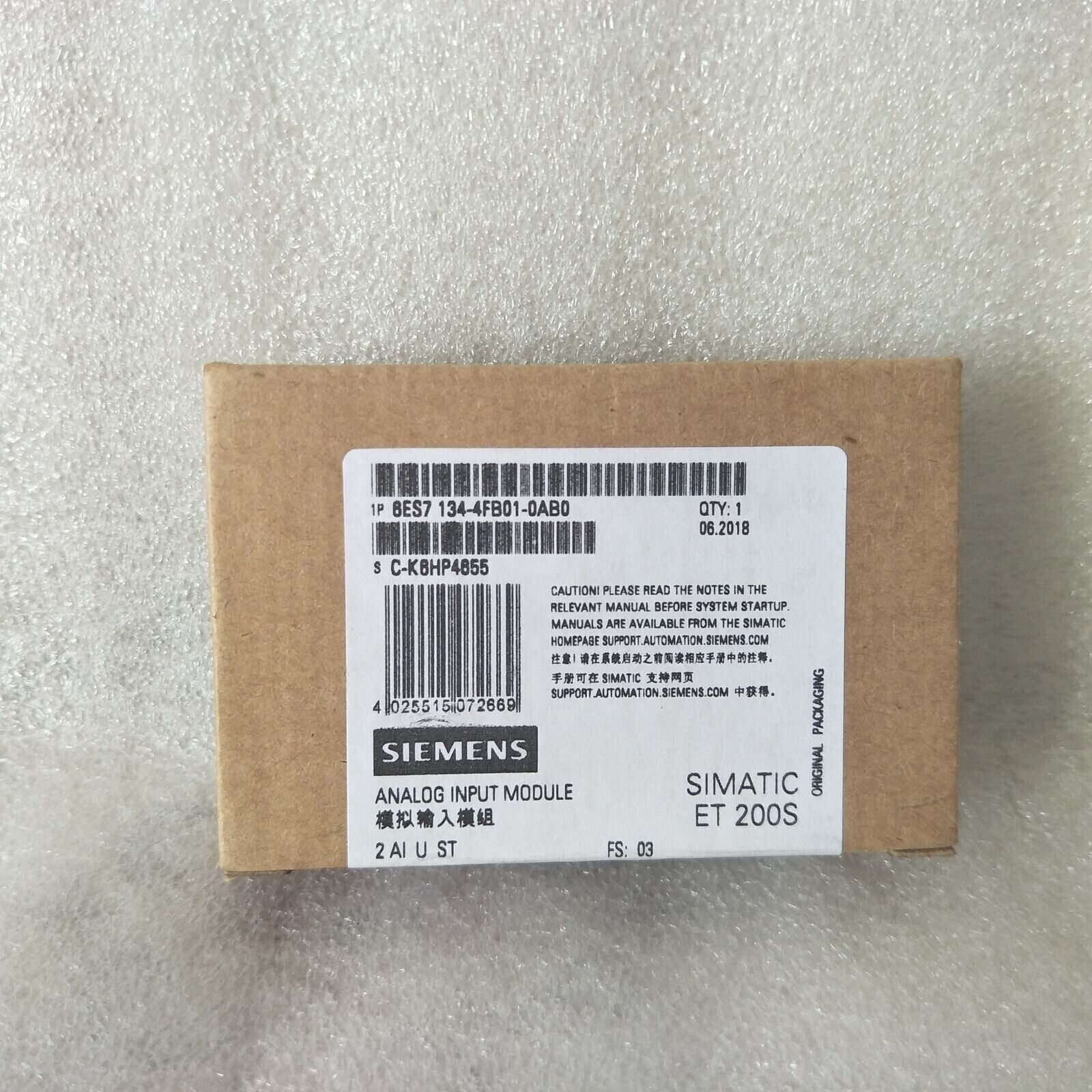 1pc Siemens 6ES7 134-4FB01-0AB0 6ES7134-4FB01-0AB0 Electronics module for ET200S