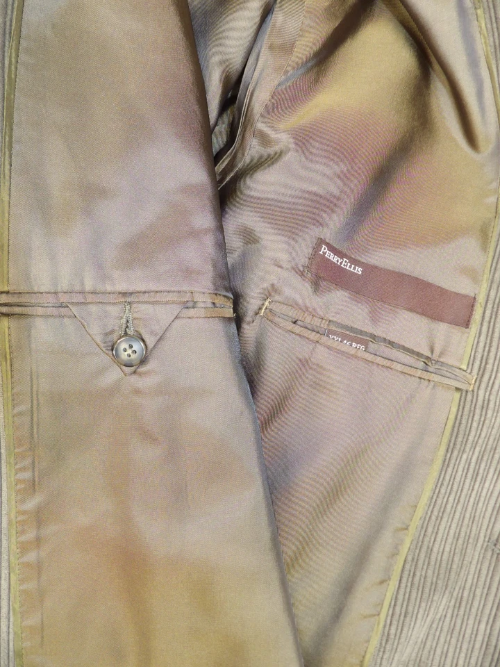 Blazer Hombre Abrigo Deportivo Chaqueta Perry Ellis 46L Gris Pana Nuevo Sin Etiquetas S#154 Foto 4 de 4